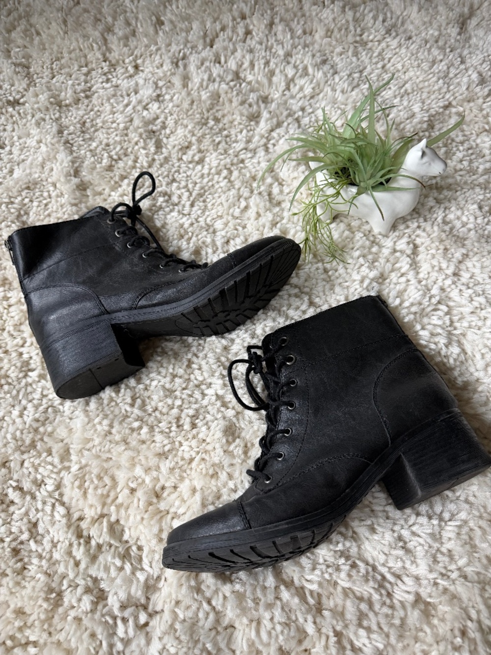 Sleek Black Lace-Up Ankle Boots with Side Zip and Block Heel - Women lace-up ank